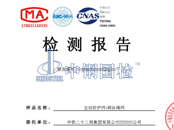 主動(dòng)防護(hù)網(wǎng)一鋼絲繩網(wǎng)檢測(cè)報(bào)告