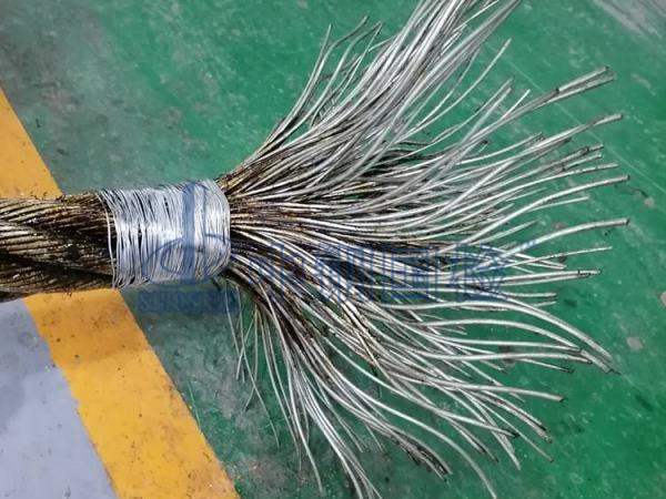 電梯鋼絲繩做拆股鋼絲檢測(cè)